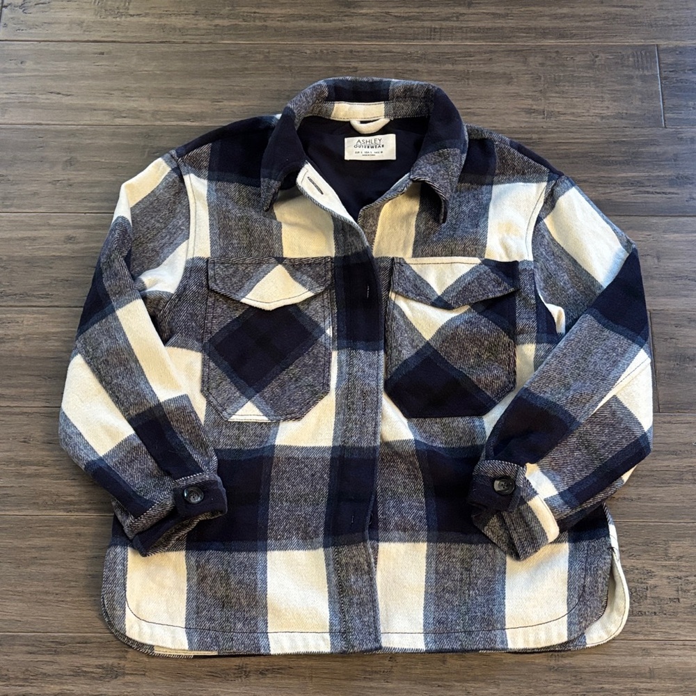 Ashley By 26 International Navy and Cream Checkered Jacket